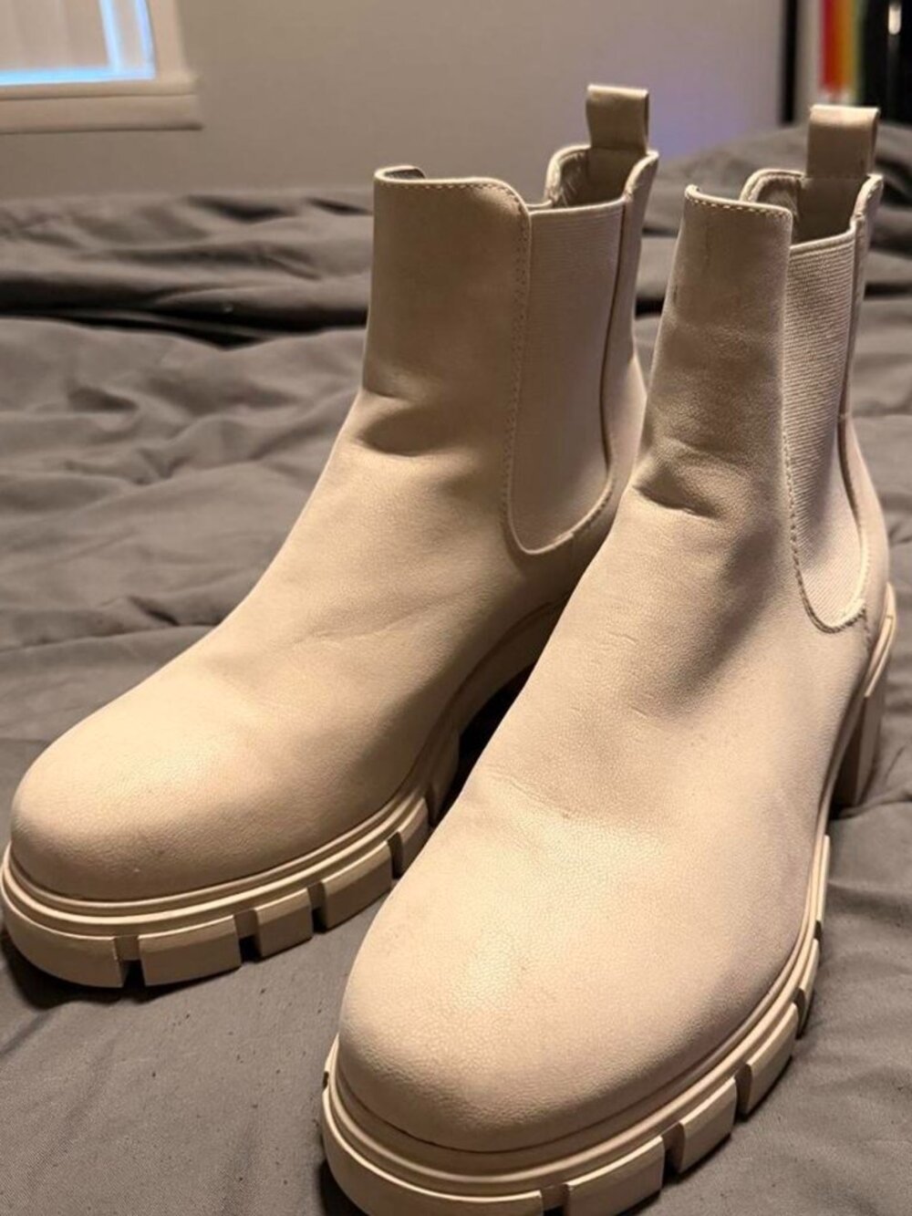 MIA Women's Cream and White Boots Chunky